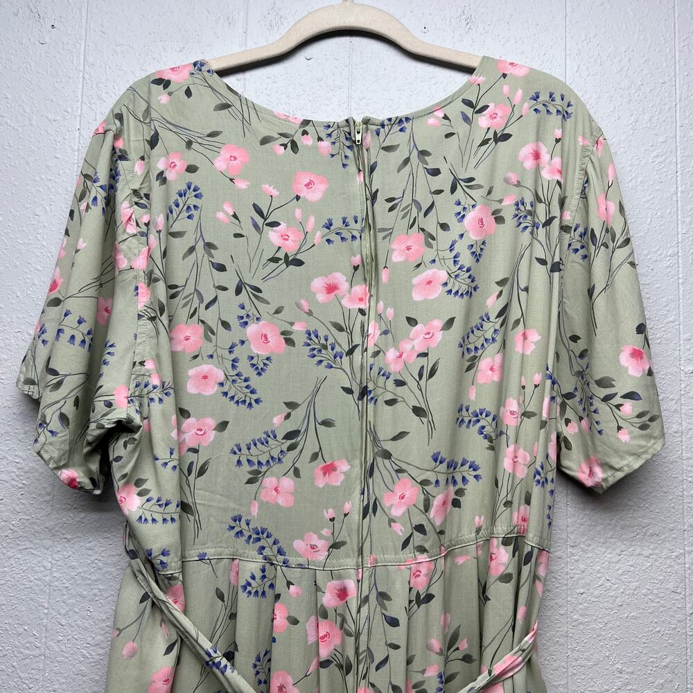 Erika Short Sleeve Floral Midi Dress Womens 2X Church Modest Cottagecore Fairy - Picture 10 of 14